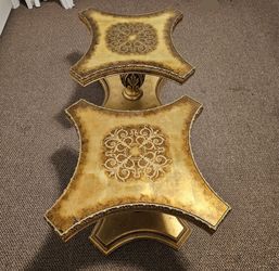 Set of 2 Vintage Ornate Gold Nesting End Tables