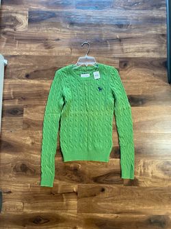 Abercrombie & Fitch Green Cable Knit Sweater