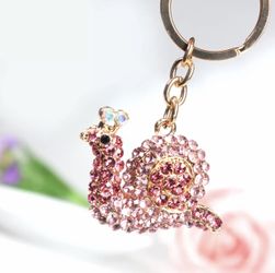 Pink rhinestone snail keychain
