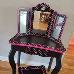 Little Girls Wooden Vanity & Stool