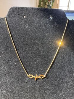 18k real saudi yellow gold HEARTBEAT NECKLACE 1.9 Grams 18”