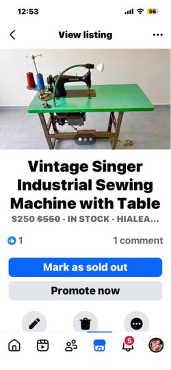 Vintage Singer Industrial Sewing Machine with Table