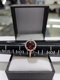 Halo Garnet Rose Gold 14k