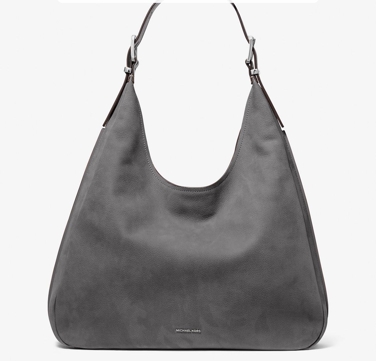 Michael Kors Nolita Large Nubuck Hobo Shoulder Bag Color Slate
