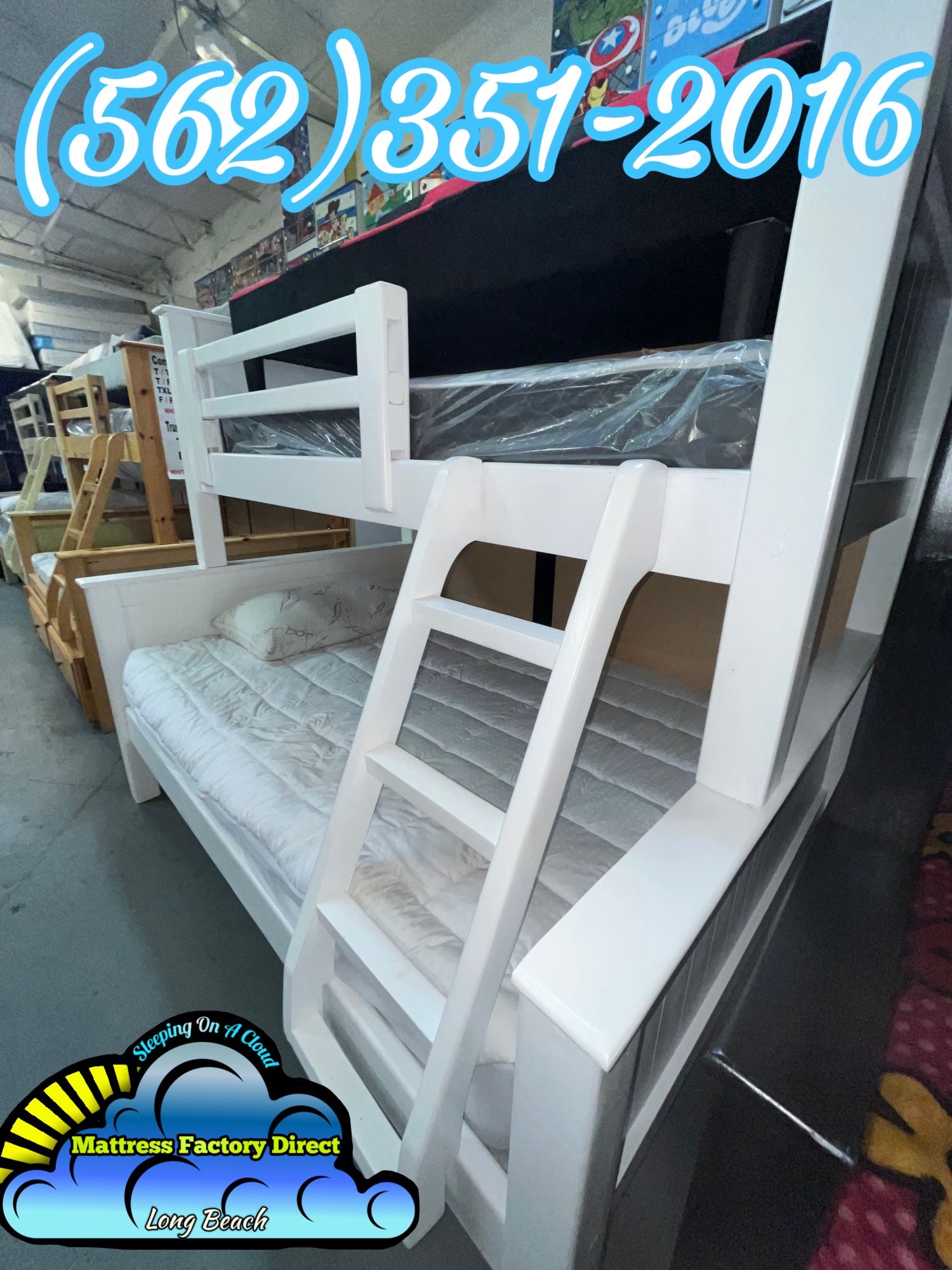 Twin Full White Bunk Bed Litera Nueva Cama Bonita