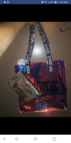 Victoria secret pink tote and makeup bag