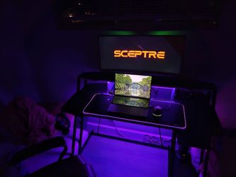 Computer desk with light and socket