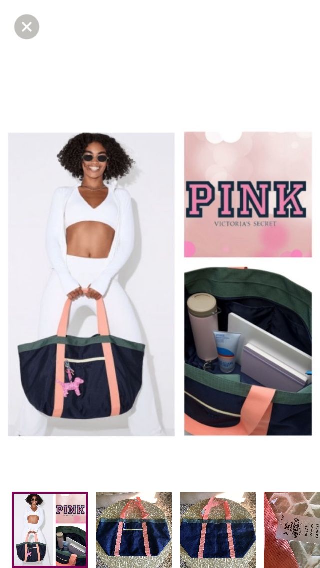 NEW! Victoria's Secret PINK Large Weekender Travel Beach Tote Bag