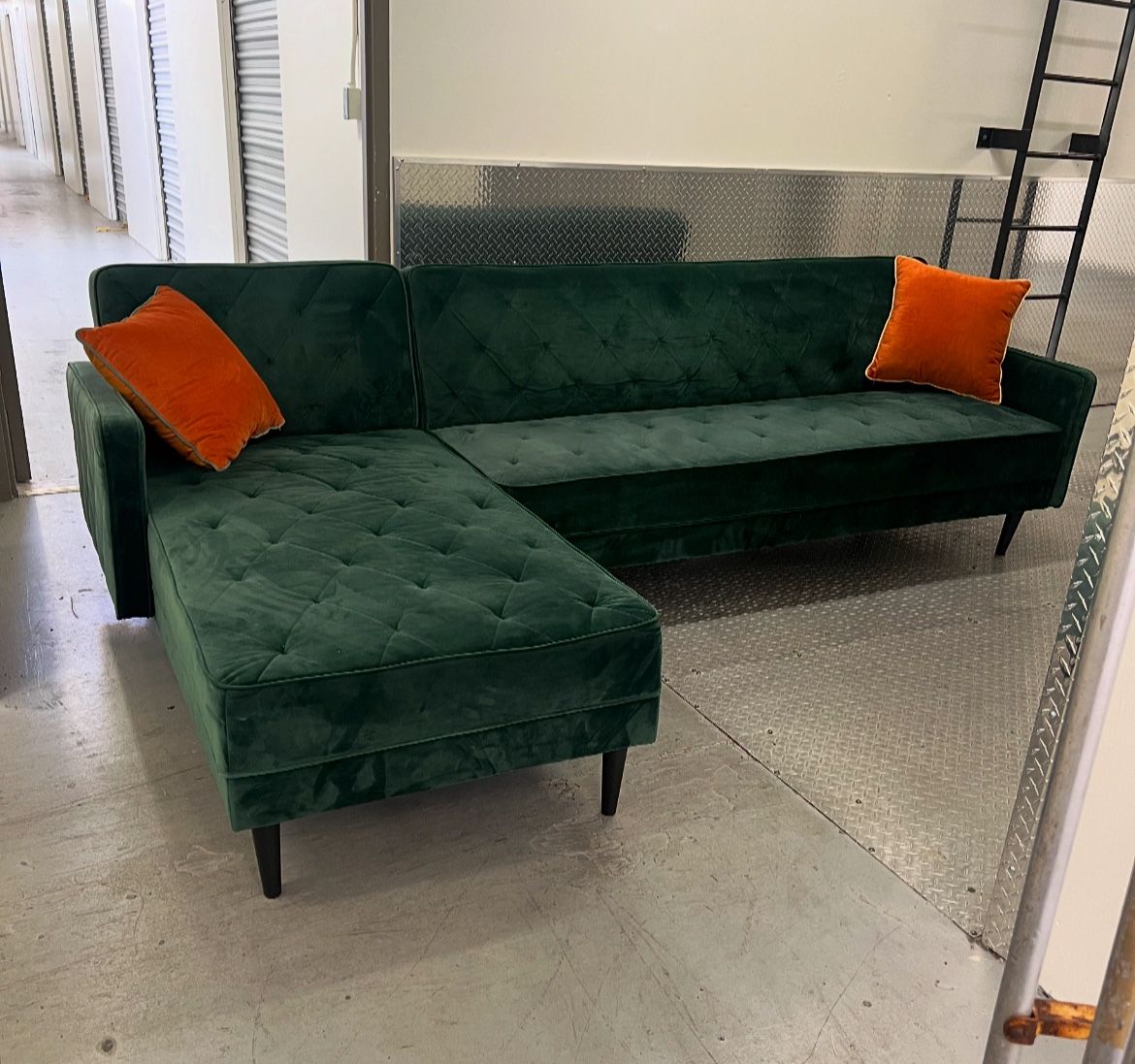 Mid-Century Modern velvet sectional sofa