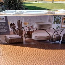 New Wicker And Metal Buffet Server