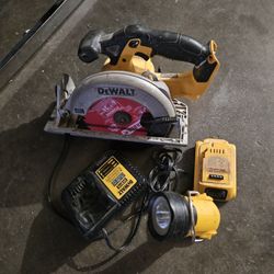 Dewalt Skilsaw, Light, Battery And Charger 