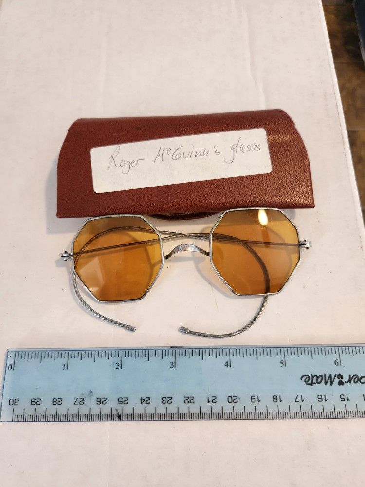 1940's Roger Mcguinn's Vintage British Unisex Amber Color Sun Glasses