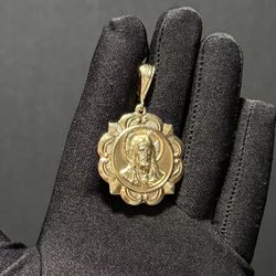 14K Gold filled double sided Jesus and Virgin Mary Pendant