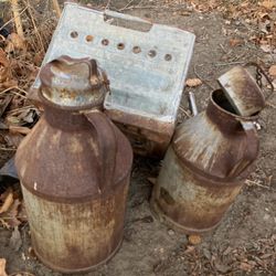 Old Metal Milk Bottles
