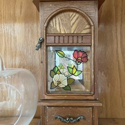 Jewelry Box - Antique, Stain Glass Door 