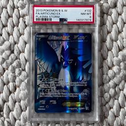 2013 POKEMON BLACK & WHITE PLASMA STORM #132 FULL ART/ARTICUNO EX PSA 8