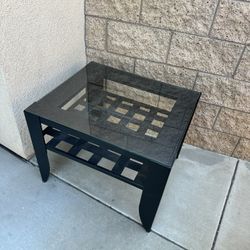 Black Steel And Glass End Table