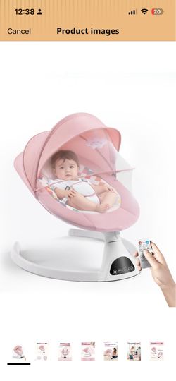 Baby Swing for Infants - Electric Portable Bluetooth Baby Rocker with 5 Speeds, 5-Point Harness, Remote Control