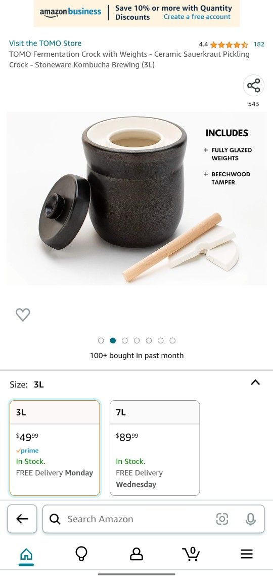 TOMO Fermentation Crock with Weights - Ceramic Sauerkraut Pickling Crock - Stoneware Kombucha Brewing