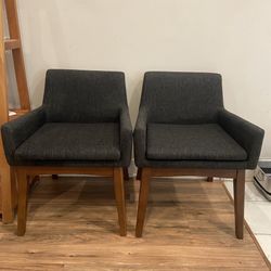 Pair Of Gray Dining Arm Chairs 