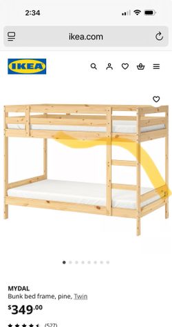 IKEA Wooden Pine Twin Bunk  Bed