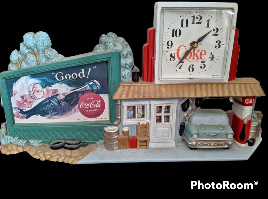 Vtg Coca Cola Coke 22" Working Clock Sign Plaque Gas Station Car Billboard Works.
Vintage coca cola clock works in good condition . Has Battery and w
