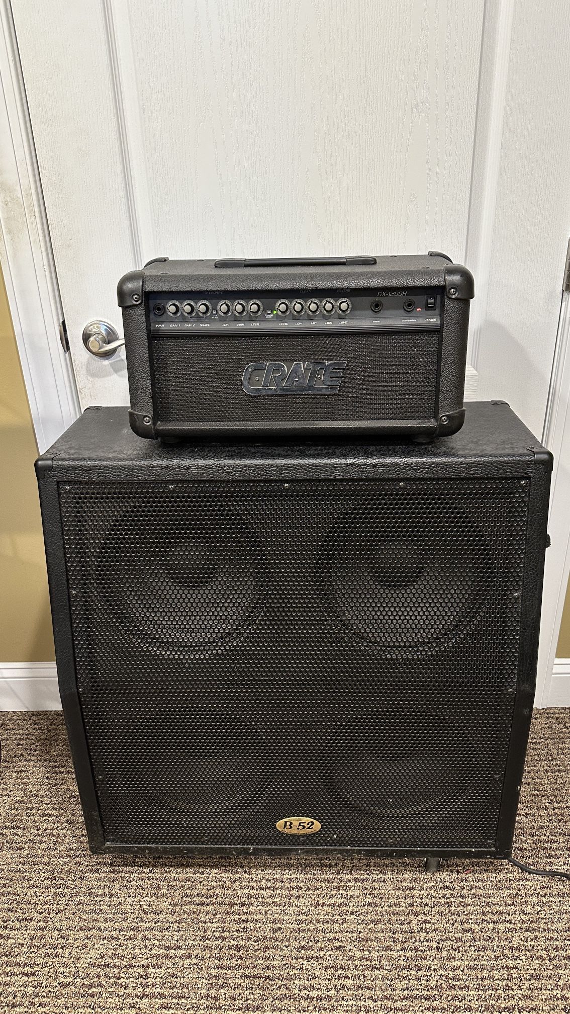 Guitar Bass Instrument Amplifier Crate Amp Head With 4 12” Speaker Cabinet By B-52 LG-412V