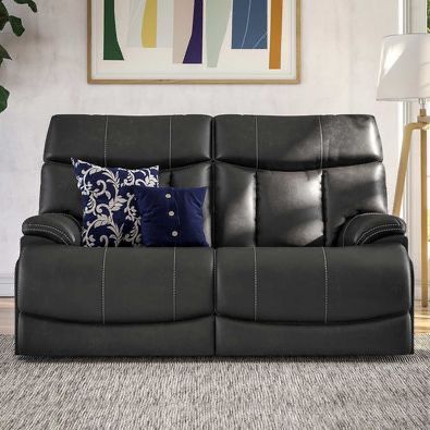 Brand New_In Box_ Costco Flexsteel Black Fabric Power Loveseat_65% off Costco Price