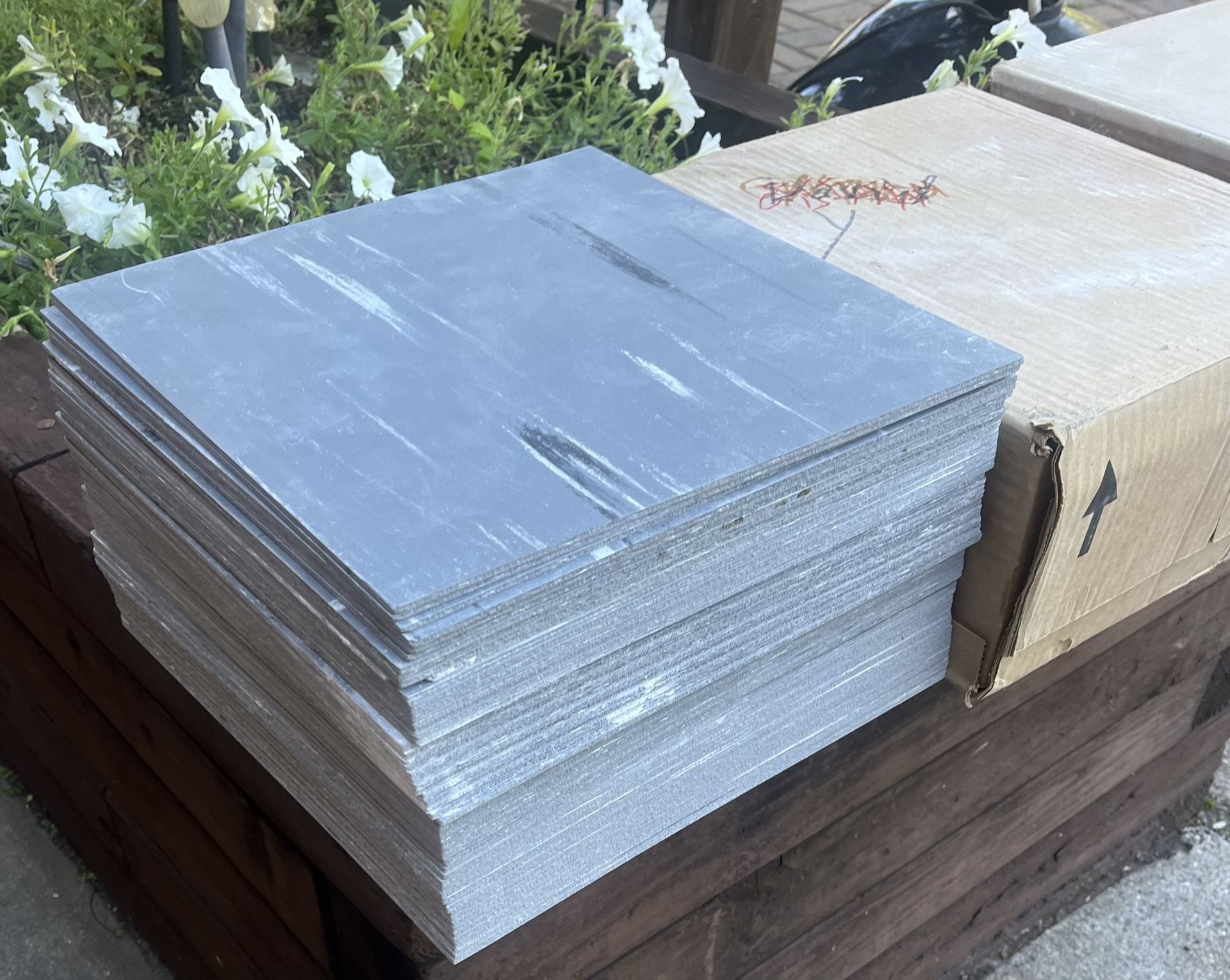 Tarkett VCT II Vinyl Composition Linoleum Tiles 144+ sq ft Grey Marble (NEW) PLUS Adhesive