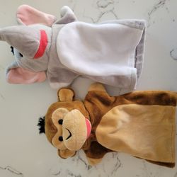 MONKEY AND ELEPHANT PUPPETS SEE DESCRIPTION 