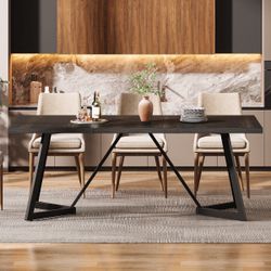 70.8" Dining Table, Modern Rectangular Kitchen Table For 6-8