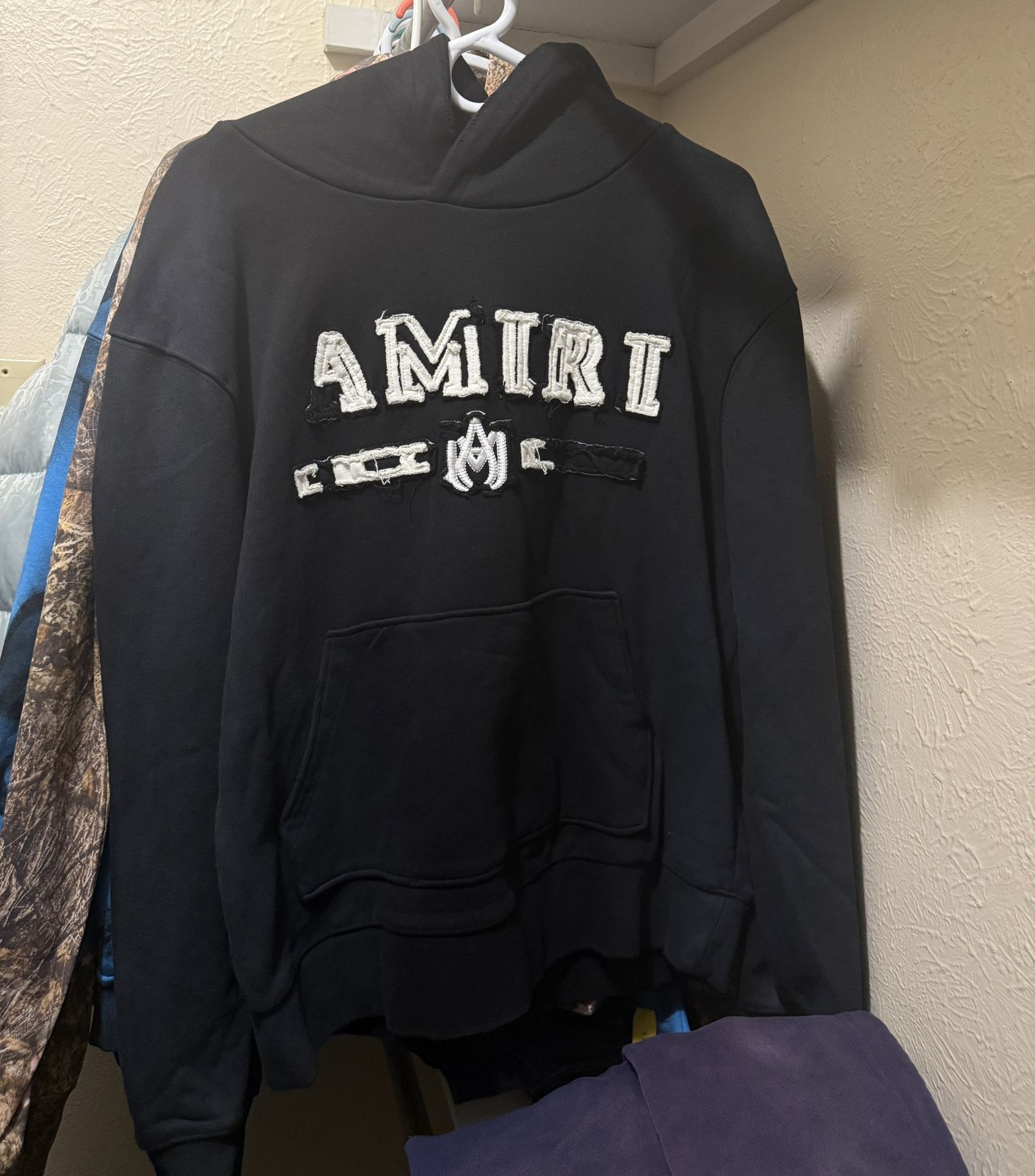 Amiri Applique Distressed Logo Hoodie