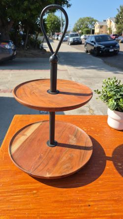Two-Tier Wooden Serving Stand