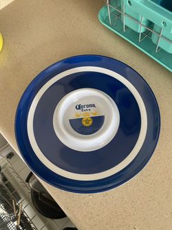 a Chips and Dip Bowl Chidip Plate Serving Party Salsa Tortilla Navy