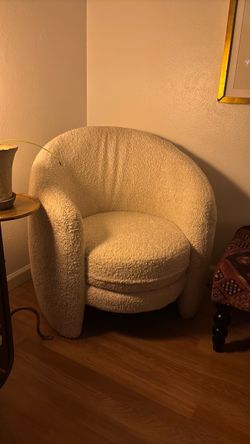 Crate & Barrel White Bouclé chair