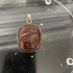 Sunstone Gemstone Sterling Silver Pendant 1.25”