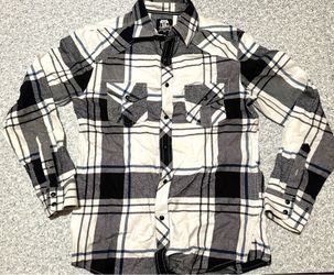 USED Small S Route 66 Original Clothing Co Plaid Button Up Long Sleeve Black
