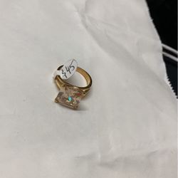Gold Over Sterling Silver Princess Cut /Tooaz Ring 