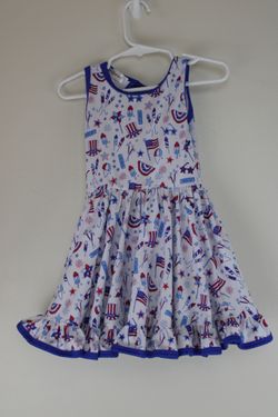 Girlhood Patriotic Dress July 4th Twirl Size 2 Red White Blue Fireworks Americana Dress
