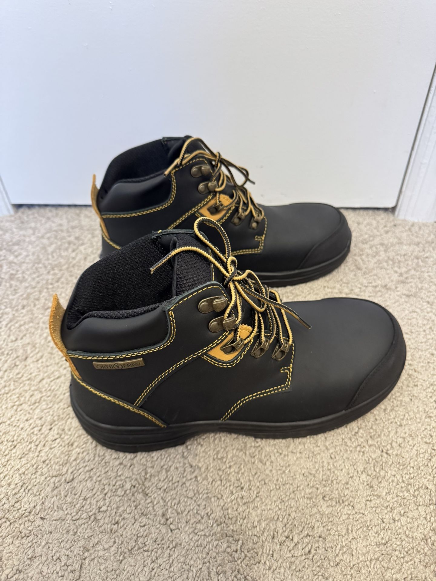 Orthofeet Men's Orthopedic Leather Granite Waterproof Work Boots Size 10.5 E