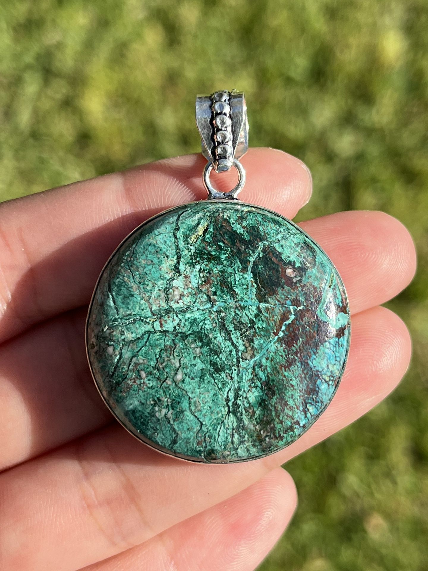 925 Silver Plated African Turquoise Pendant