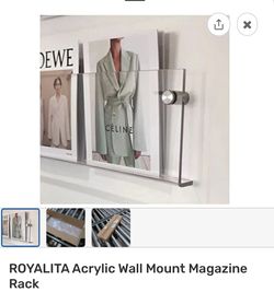 Acrylic Magazine Wall Mount Holder Two Available
