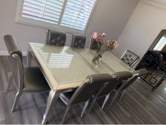 Silver Champagne 9-piece Dining Room Set