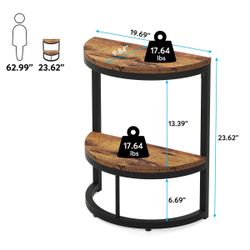 2-Tier Half-Moon Industrial Side Table