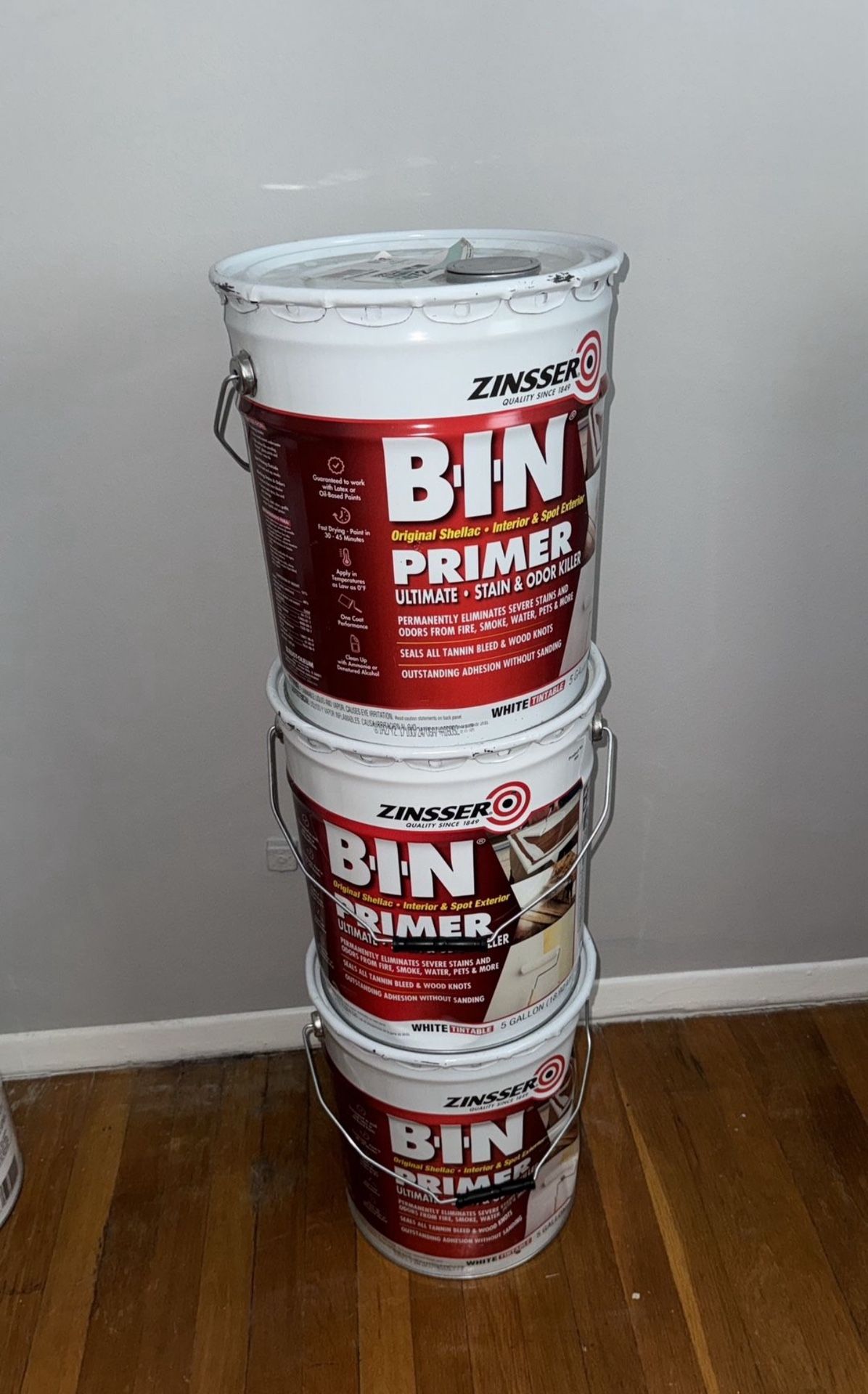 Zinsser 5 gal. B-I-N Shellac-Based White Interior Primer and Sealer