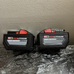 Two Milwaukee 18V High Output 12 hr Batteries