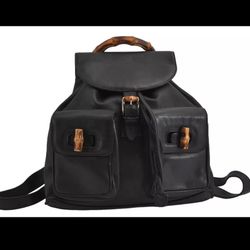  GUCCI   Bamboo Drawstring Backpack Purse Leather 