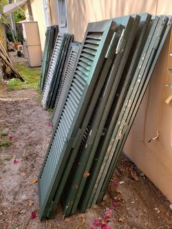 15 pairs Louvered Aluminum Shutters. $30-60/pair priced by size. See details.