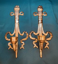Stunning Vintage Bombay & Co 1992 Collection Solid Brass Wall Sconces 