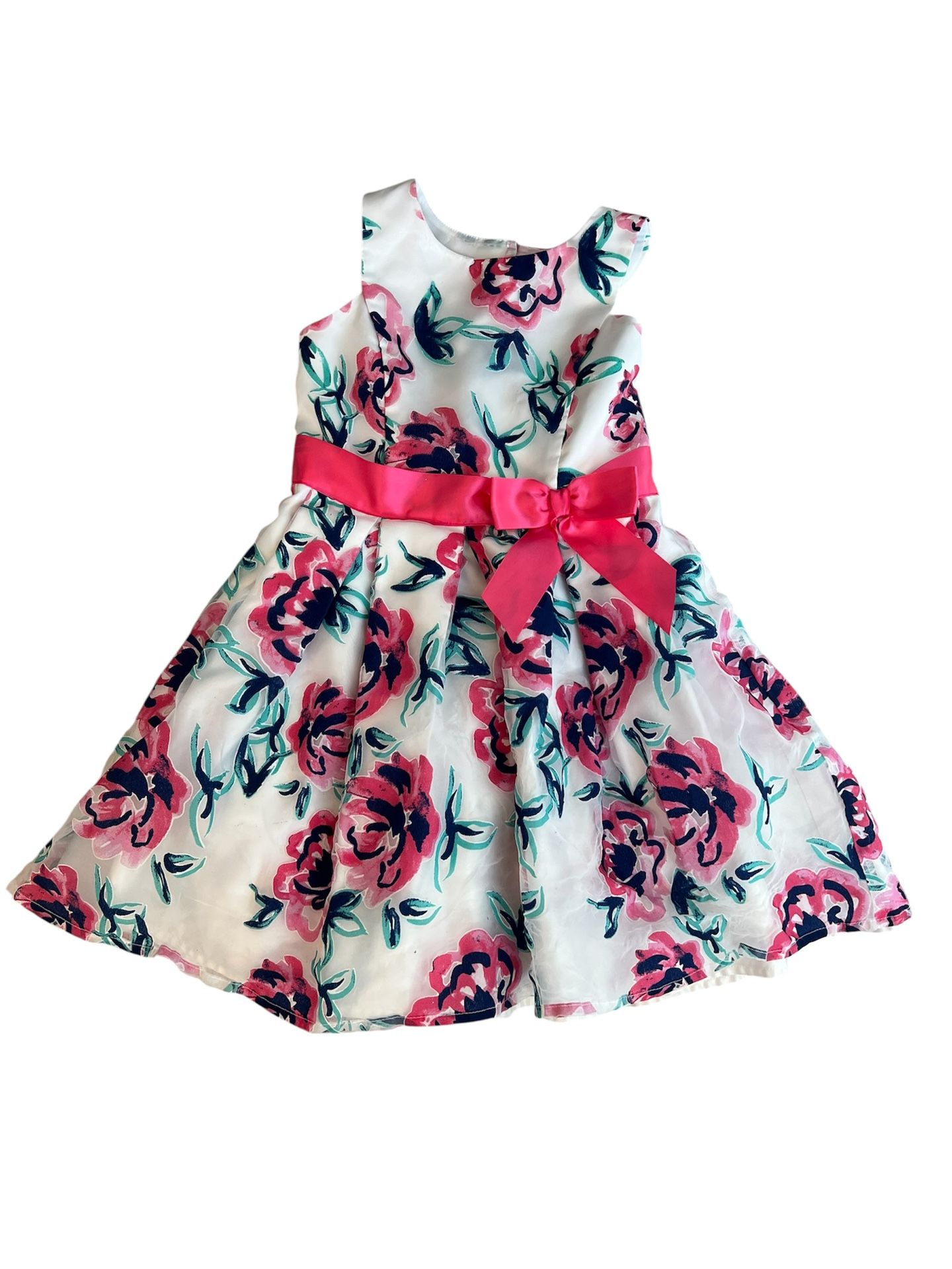 Zunie Pink and White A-Line Floral Sundress, Size 6